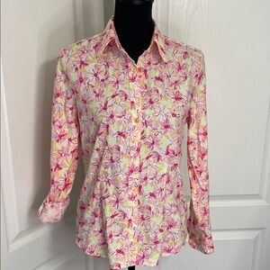 Faconnable floral shirt size S stretchy blouse